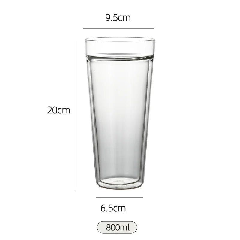 Large Capacity 400/800ml Heat-resistant Double Wall Glass Coffee Mug Espresso Cup American Latte Cappuccino Tea Water Cup