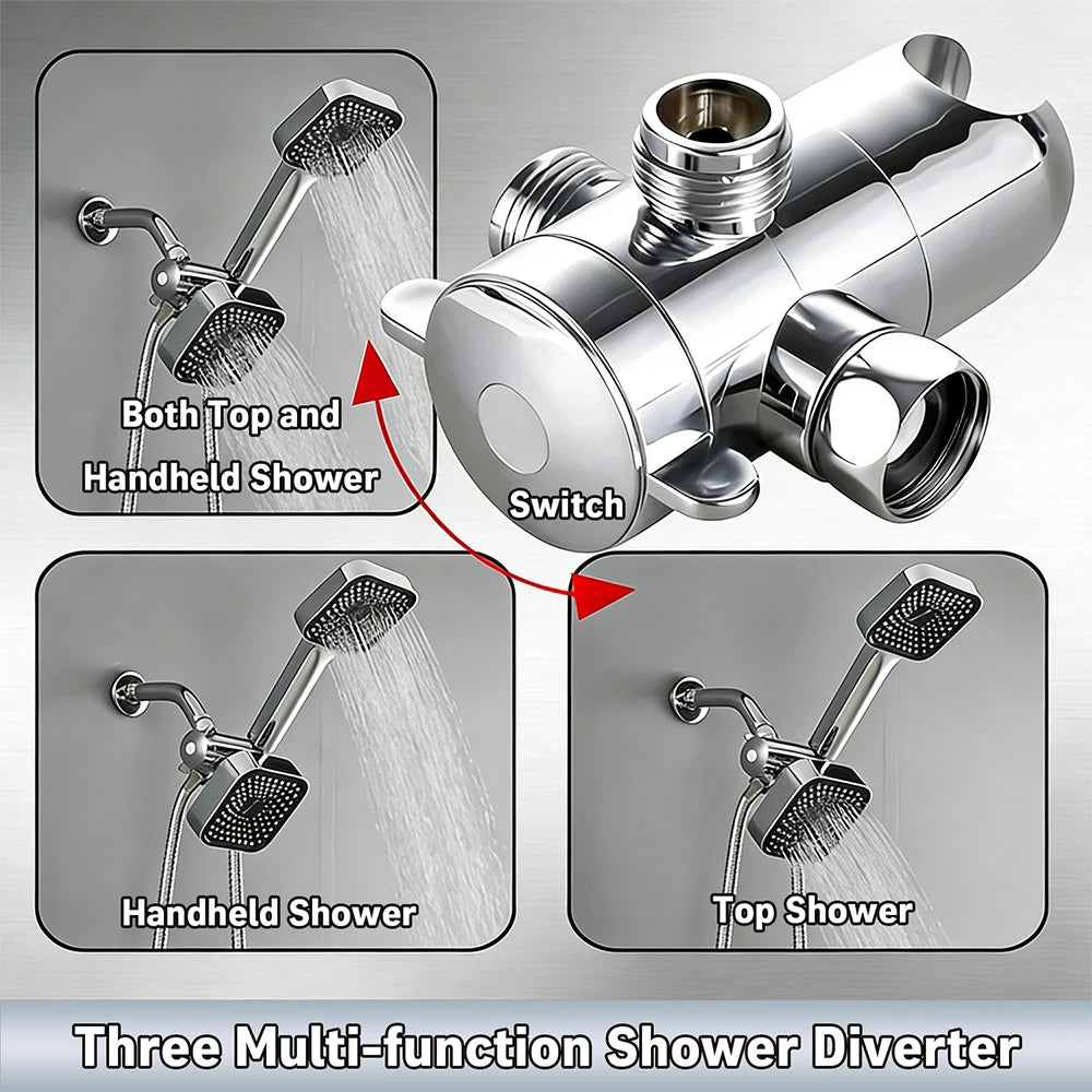 A High-Flow Large Nozzle and Handheld Shower Head,Two-In-One Shower Set, Shower Long Hose, Three-Way Water Distributor Bathroom