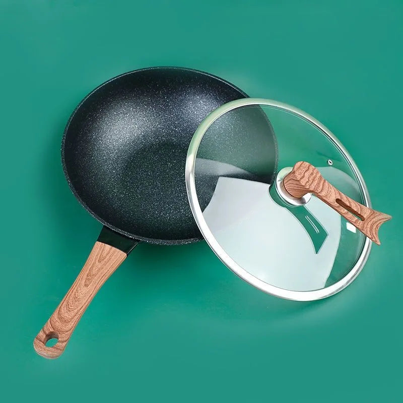 Granite Non-Stick Frying Pan Oil-Resistant Kitchen Cookware Scratchproof Base for Gas/Induction Stove Use Home Cookingware