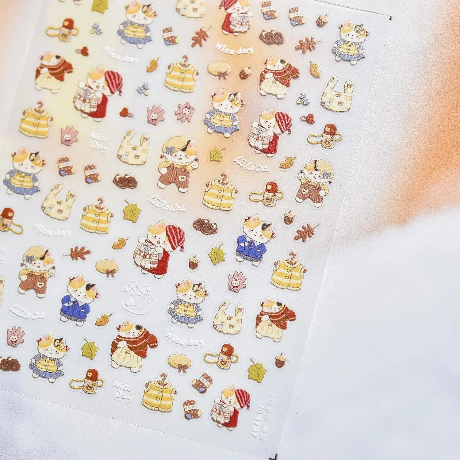 Lovely Animal Graffiti Cat Claw Rabbit Bunny Bear Dog Flower Fruit Dim Sum Candy Sunflower Adhesive 5D Nail Art Stickers Decal