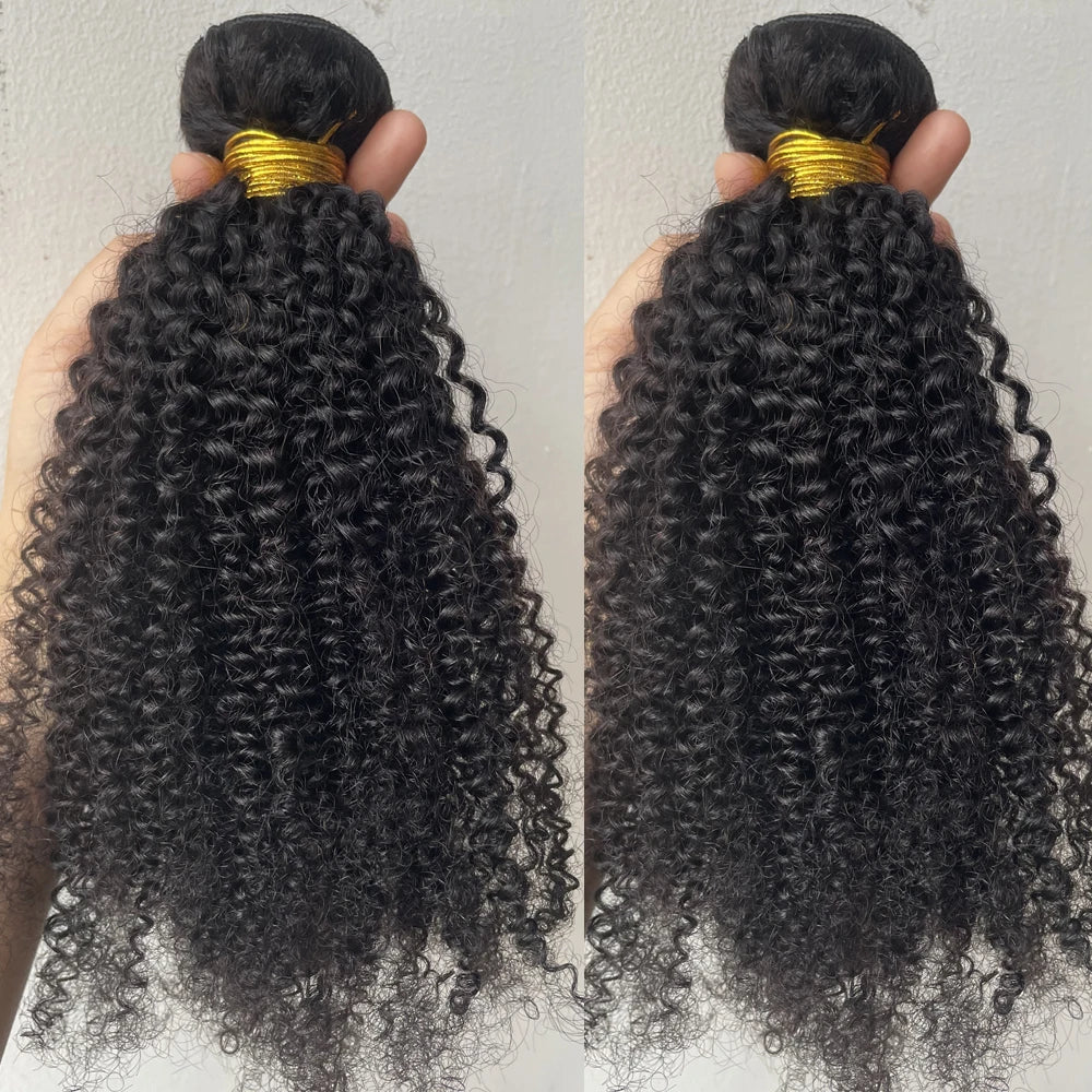 4C Afro Kinky Curly Virgin Brazilian Human Hair Weft Extensions Bundle for African Black Women Weaving Hair