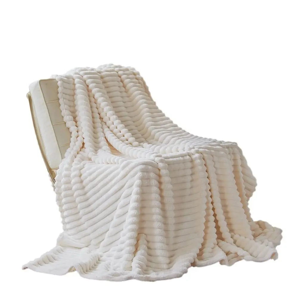New Double Sided Warm Blanket Skin-Friendly Warm Conditioning Quilt Breathable Ultra Soft Plush Striped Blankets