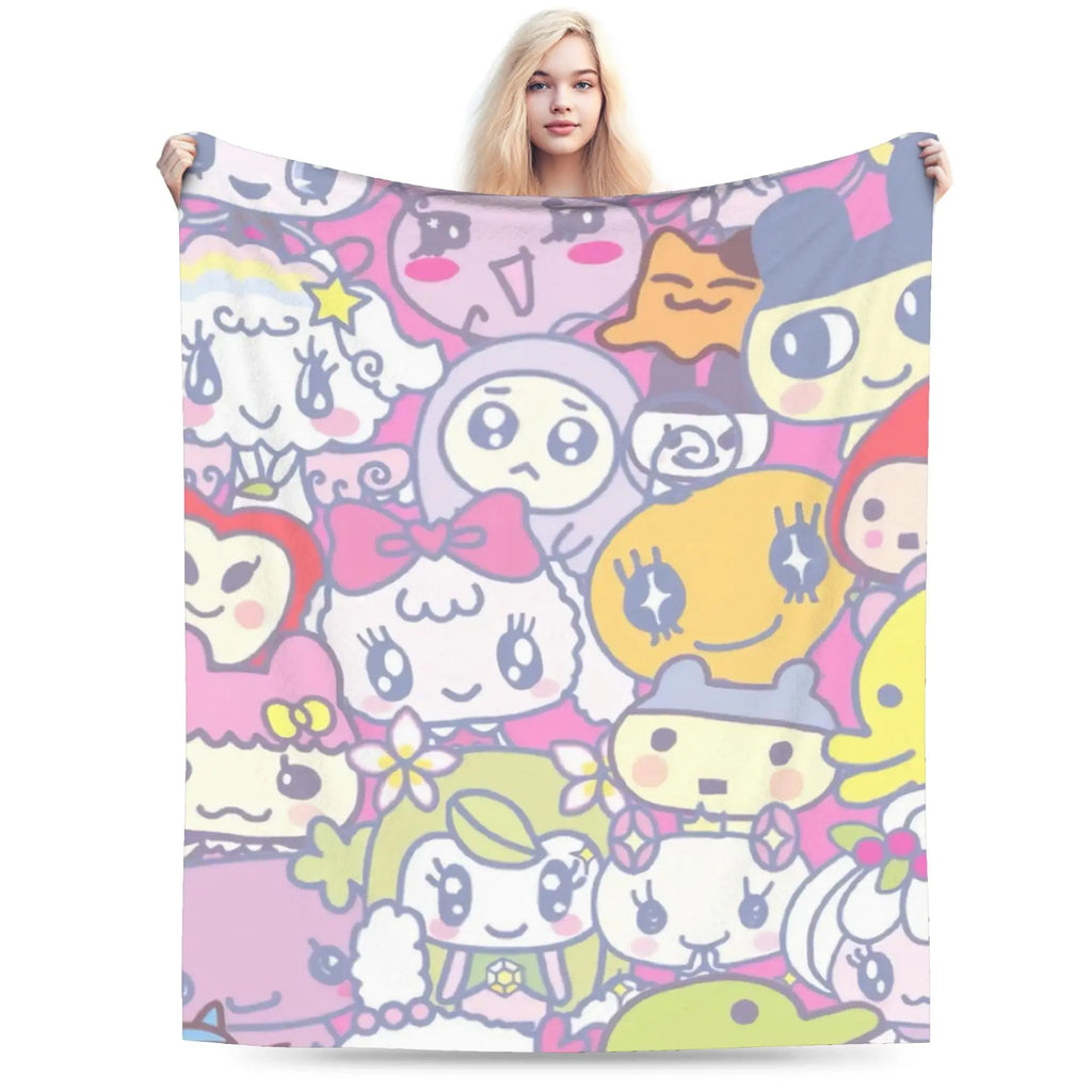 Tamagotchis Mametchi   Flannel Blanket Spring  Soft Bedding Throws for Girls Boys Couch Chair Print Bedspread Sofa Bed Cover