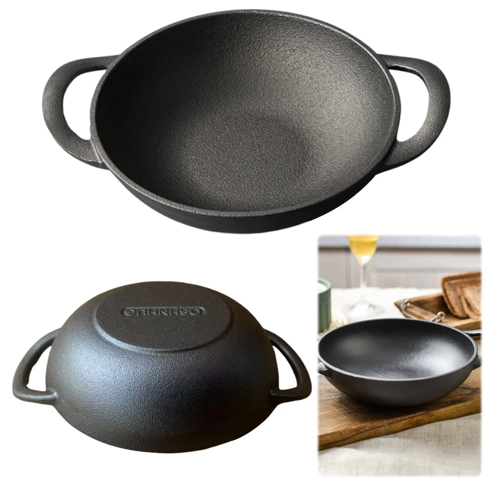Cast Iron Pan Cooking Pot Multi-Purpose Saute Pan 19cm Fast Heat Saucepan Non-Stick Frying Pan for Camping Cooking