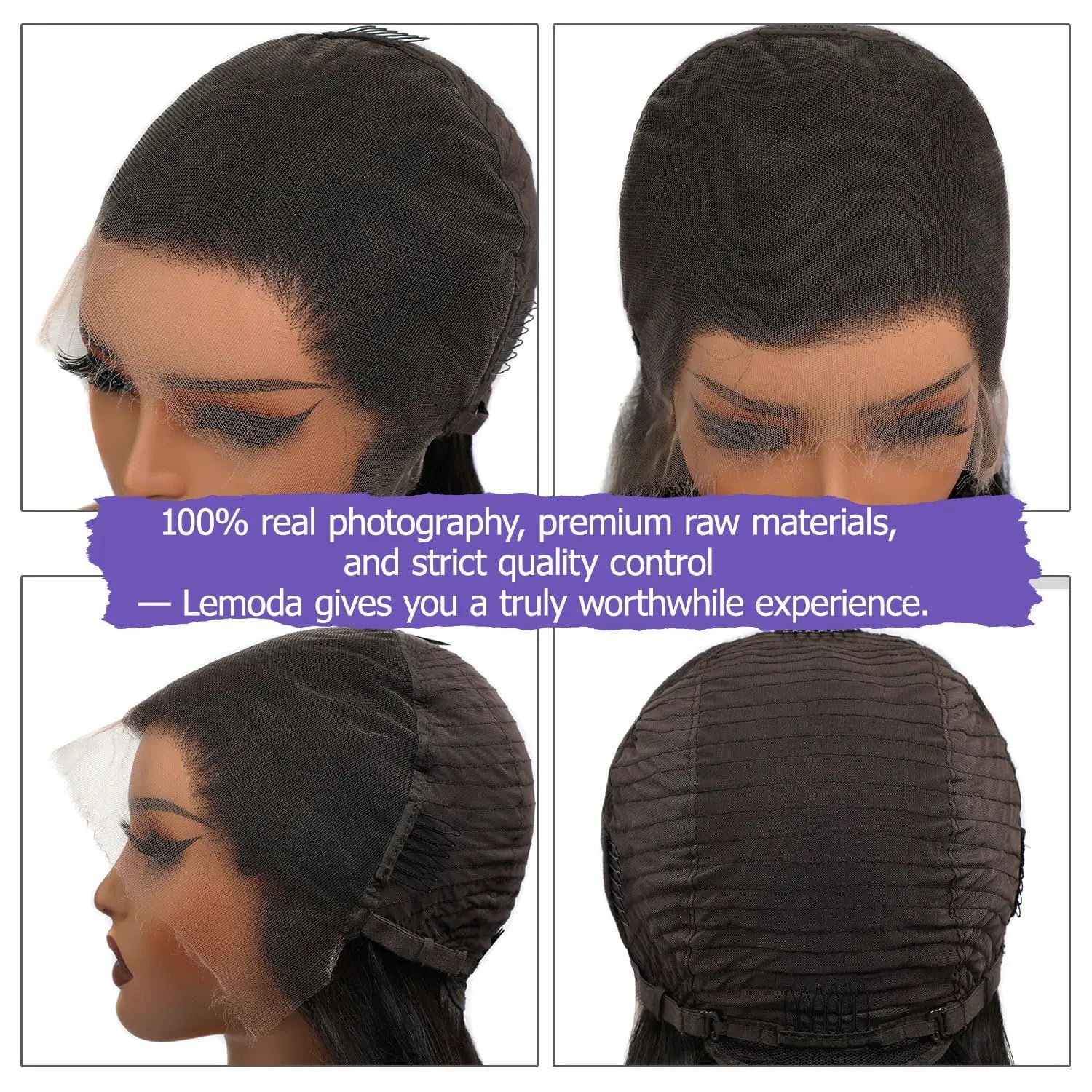 Lemoda Full 13x6 SKINLIKE Real HD Lace Full Frontal Wigs 15A Brazilian Straight Virgin Human Hair Wigs 200% Density Frayed Ends