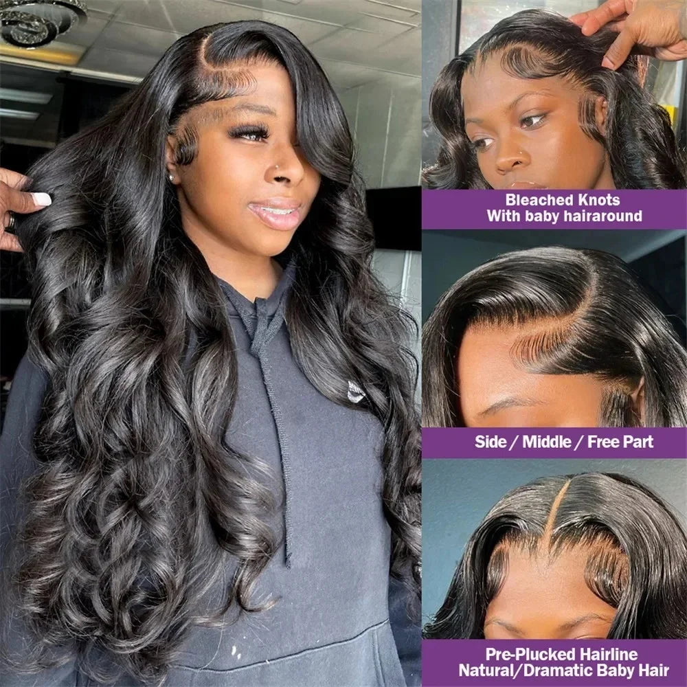 250 Density Body Wave 13x6 HD Transparent Lace Front Human Hair Wigs For Women 13x4 Hd Lace Frontal Brazilian Wigs Pre Plucke