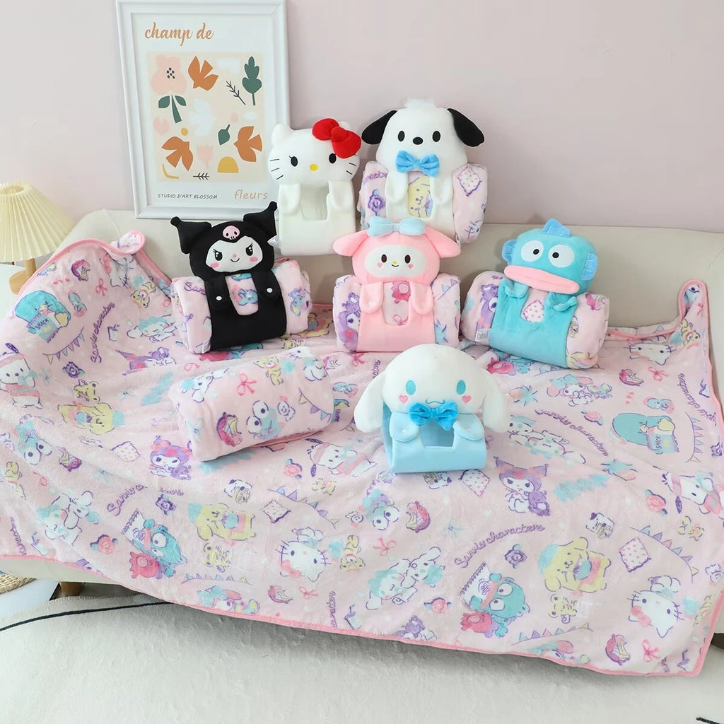 Lovely Kuromi My Melody Nap Blanket Kawaii Japanese Style Portable Travel Blanket Car Blanket Cartoon Nap Blanket Gifts Child