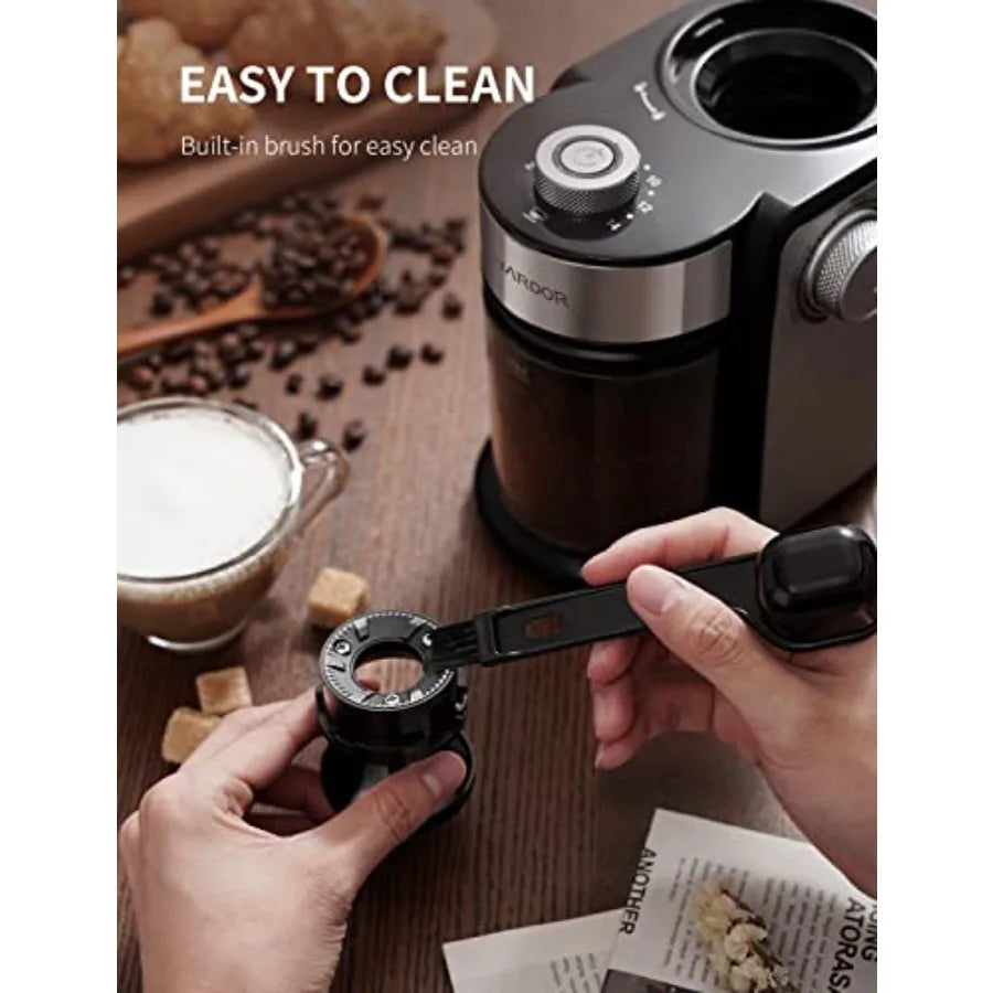Electric Adjustable Burr Coffee Bean Grinder with 16 Precise Grind Settings for 2-14 Cup Silver