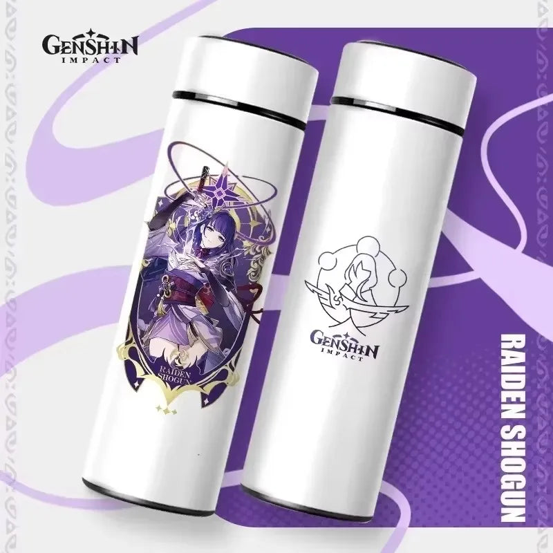 500ml Genshin Impact Vacuum Flasks Temperature Display Thermoses Large Capacity Stainless Steel Cup Insulated Cup Home Drinkware