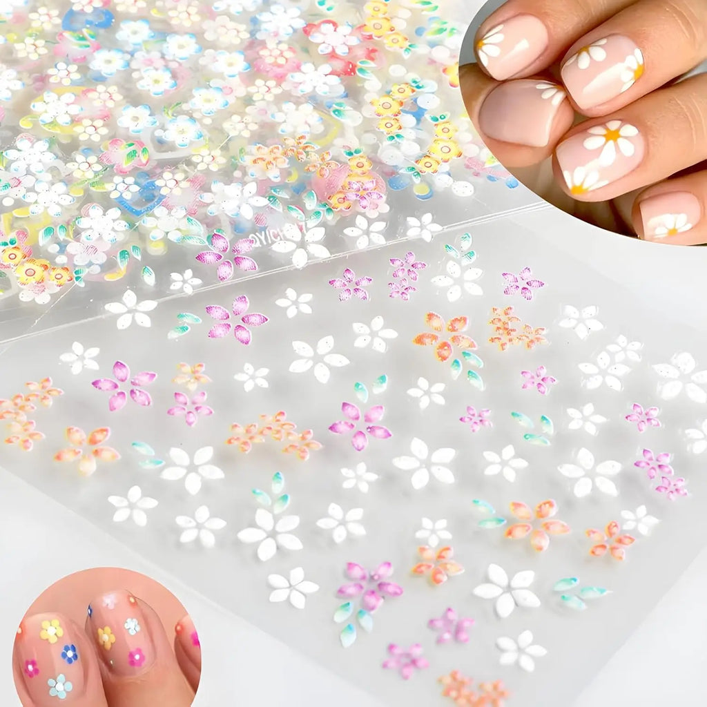 30 Pieces of Flower Nail Art Stickers Decals3D Self-Adhesive Cute Daisy Flower Nail Decals