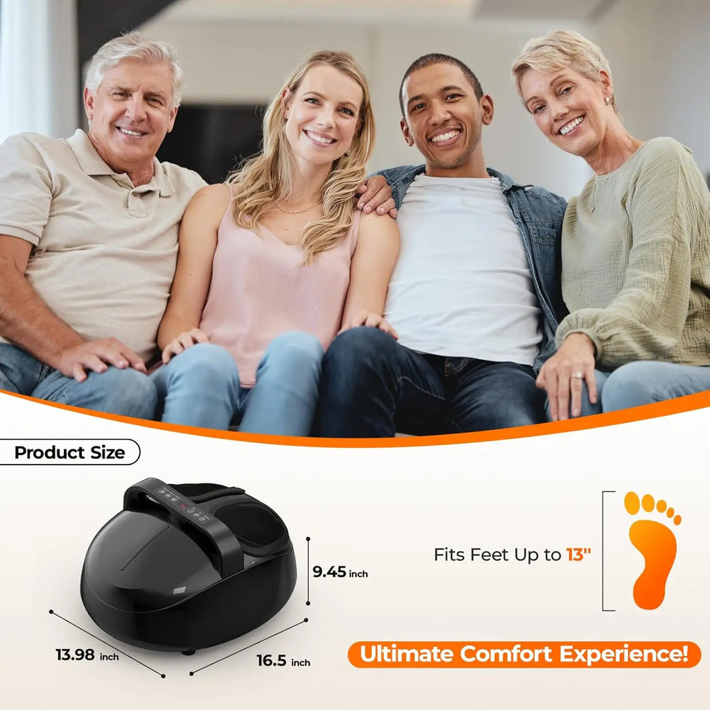 Shiatsu Foot Massager Fully Wrapped Massage Machine Air Compression 9 Levels 5 Modes Remote Control after Work Relaxation Spa