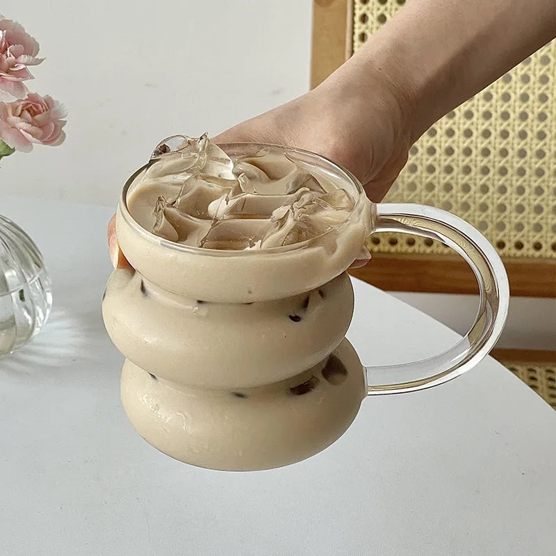 350/400ml Clear Heat Resistant Glass Coffee Mug Glass Latte Cup Milk Water Cocktail Glass Cup Dropshipping Small Niche Design