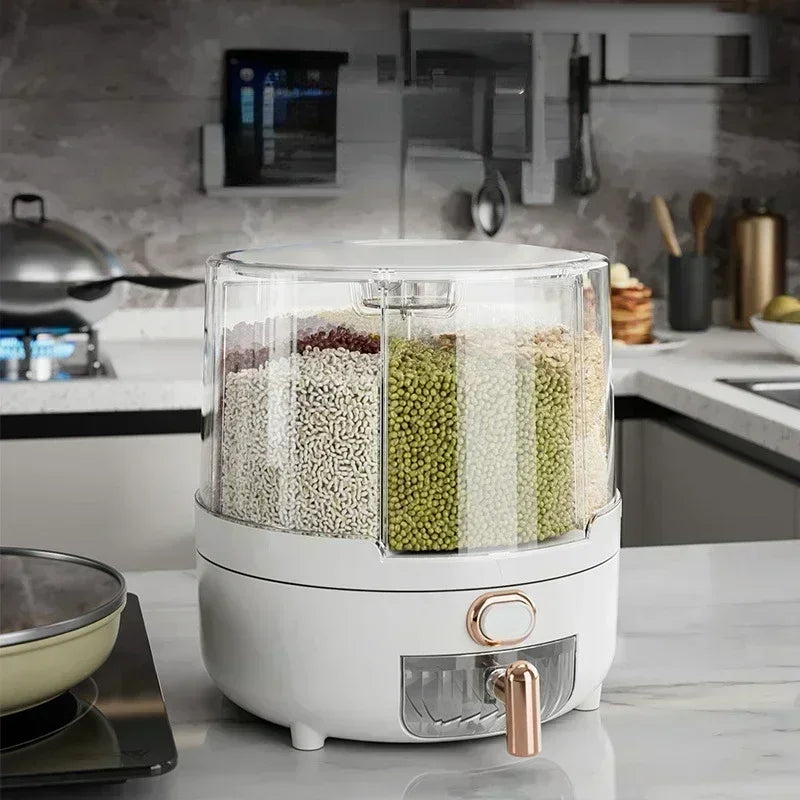 Bucket Household Rotating Sealed Insect-proof And Moisture-proof Grain Box Kitchen Six Accessory Storage Food-grade Decimeter