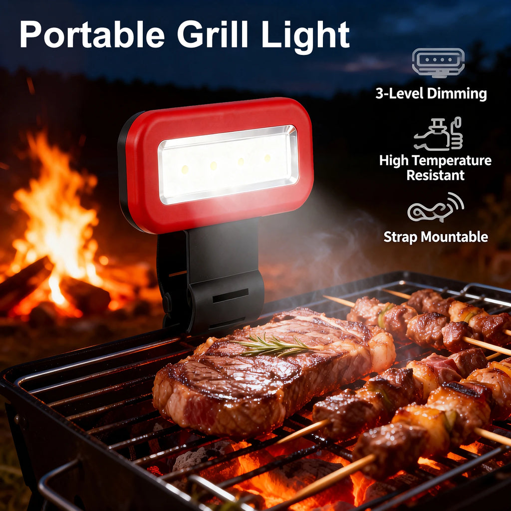 Barbecue LED Lamp Heat Resistant Grill Light Dimmable BBQ Tool Accessories Protable BBQ Lamp for Camping Riding Night Fishing