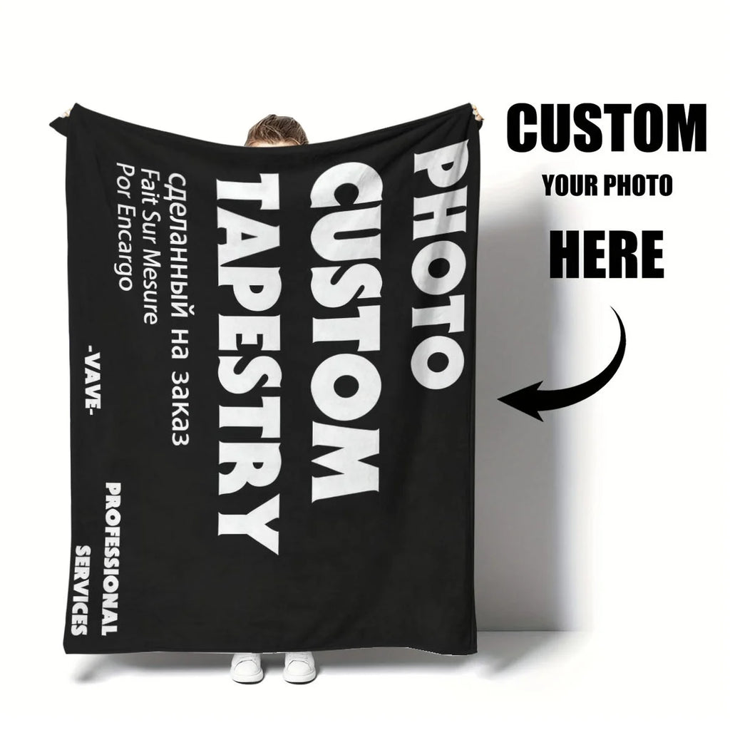 Custom Personalized Winter Thick Flannel Blanket Soft Warm Plush Fleece Photo Blanket with Your Picture Cozy Sherpa Throw for Co
