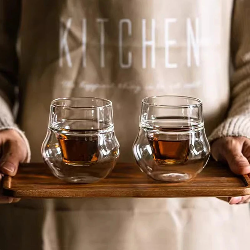 120/250/335ml Double-layer Glass Cup Hanging Ear Espresso Coffee Cup Anti-scalding Milk Brandy Wine Teacup Clear Mug Set 1/2pcs