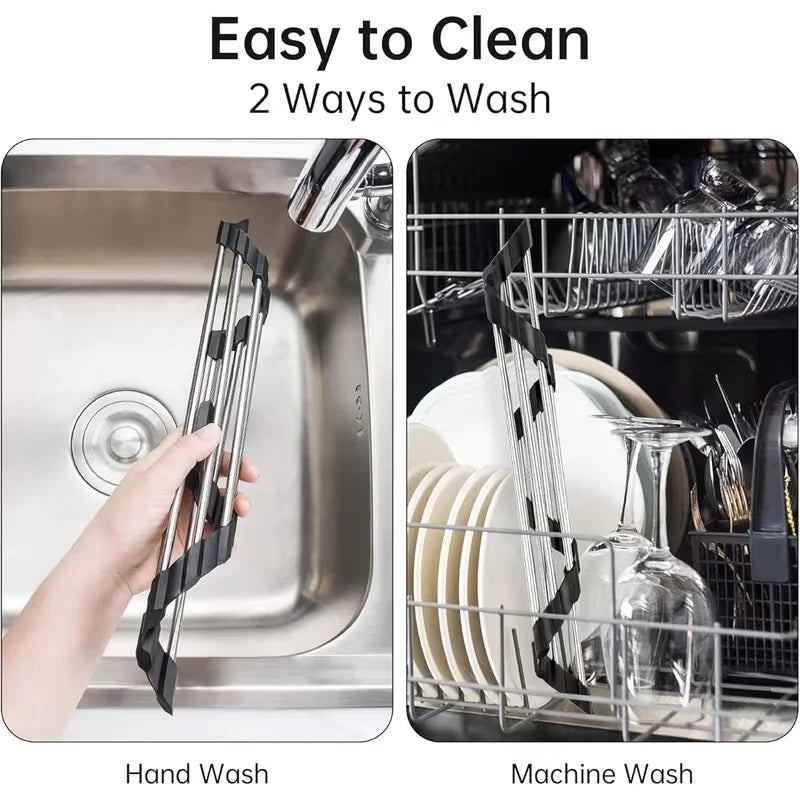 Stainless Steel Sink Corner Dish Drying Rack,Space Saving Kitchen Organizer for Plates Cups Utensils in Sink Corner, Rustproof