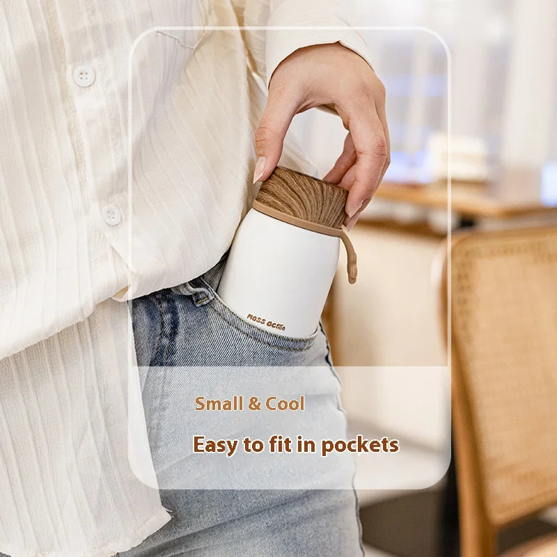 Mini Insulated Cup with Wood Grain Lid 304 Stainless Steel Pocket Cup Small Capacity Outdoor Portable  Cup for Female Students