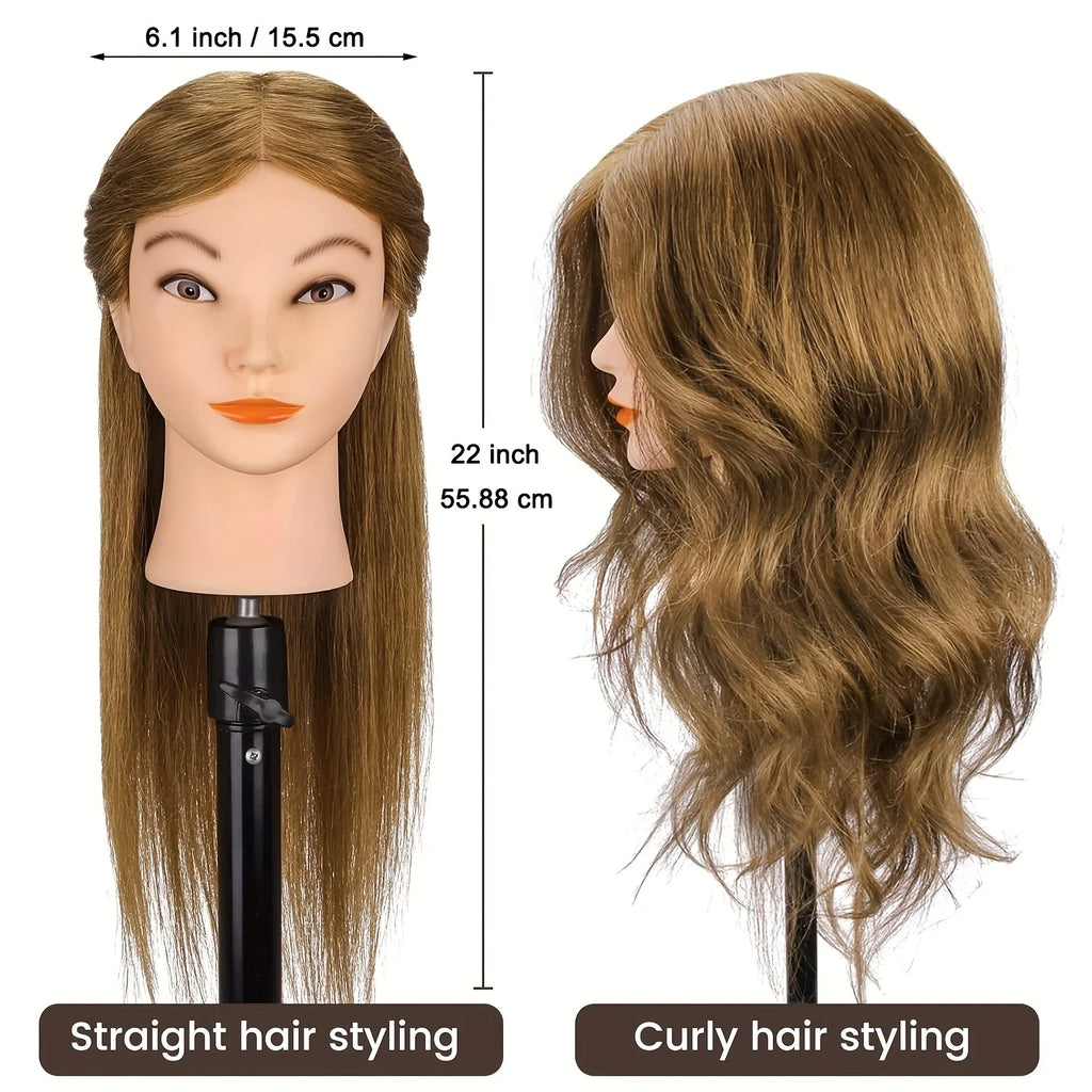 Mannequin Head Human Hair 100% Real Hair Mannequin Head For Beginners Hairdresser Manikin Doll HeadFor Hair Styling And Practice