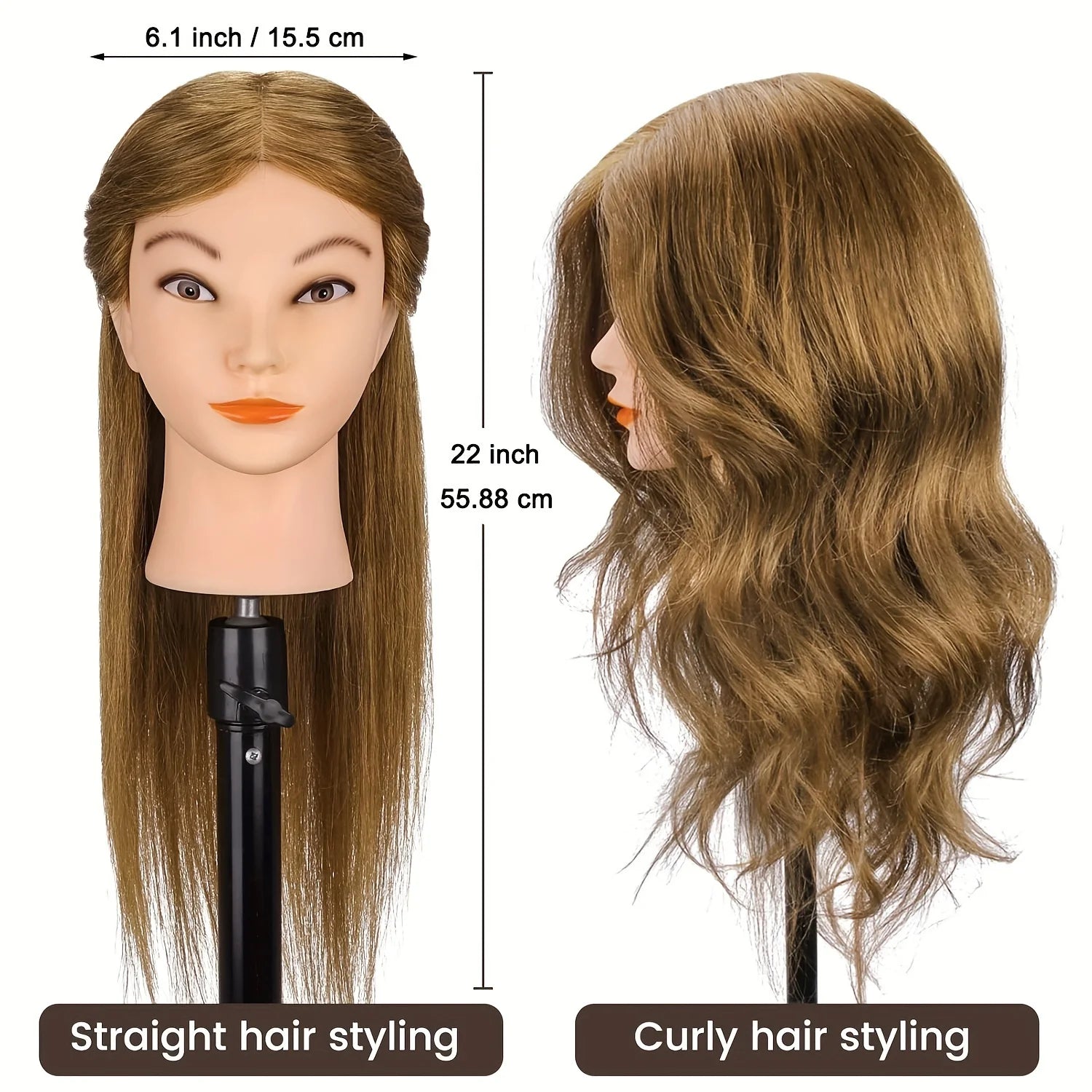 Mannequin Head Human Hair 100% Real Hair Mannequin Head For Beginners Hairdresser Manikin Doll HeadFor Hair Styling And Practice