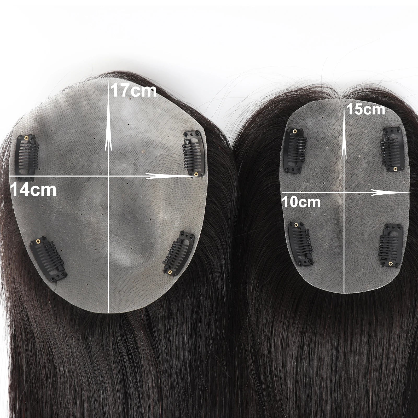 Silk Skin Base Topper for Women PU Toupee with Clips in 14x17cm Natural Scalp Real Virgin European Human Hairpieces Dark Brown