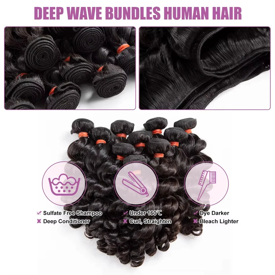 Loose Deep Wave 28 30 Inch Indian Remy Raw Virgin Unprocessed Human Hair Loose Wave Extensions 1 2 3 4 Bundles Deal