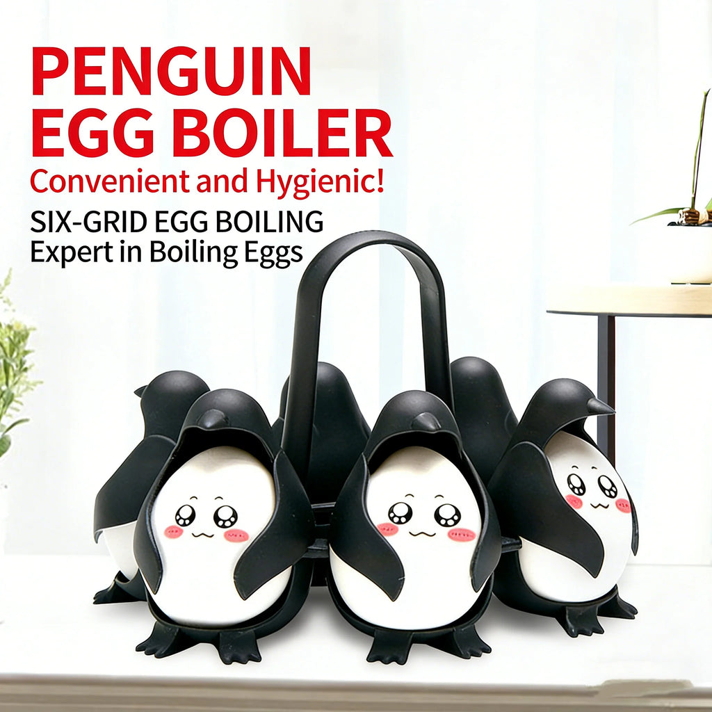 Cute Penguin Egg Boiler for Kitchen Gadget Egg Cooking Tool Egg Steamer Rack with Handle for Boiling Eggs
