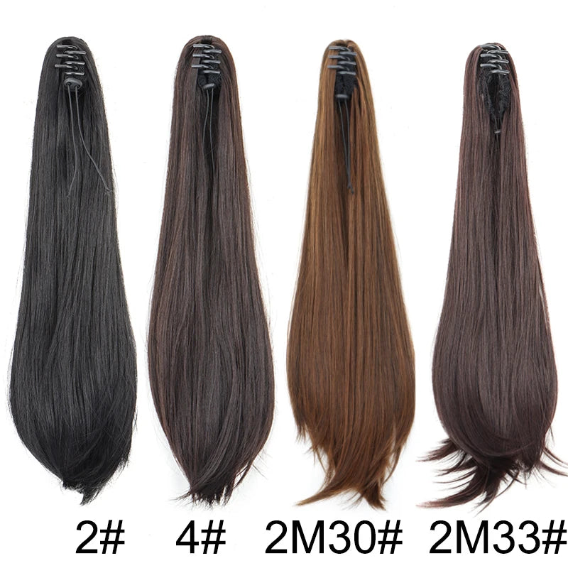 Synthetic 40cm/50cm Claw Clip Micro Curly in Ponytail Extension Long Straight Curly Black Brown Ponytail Hairpiece for Women