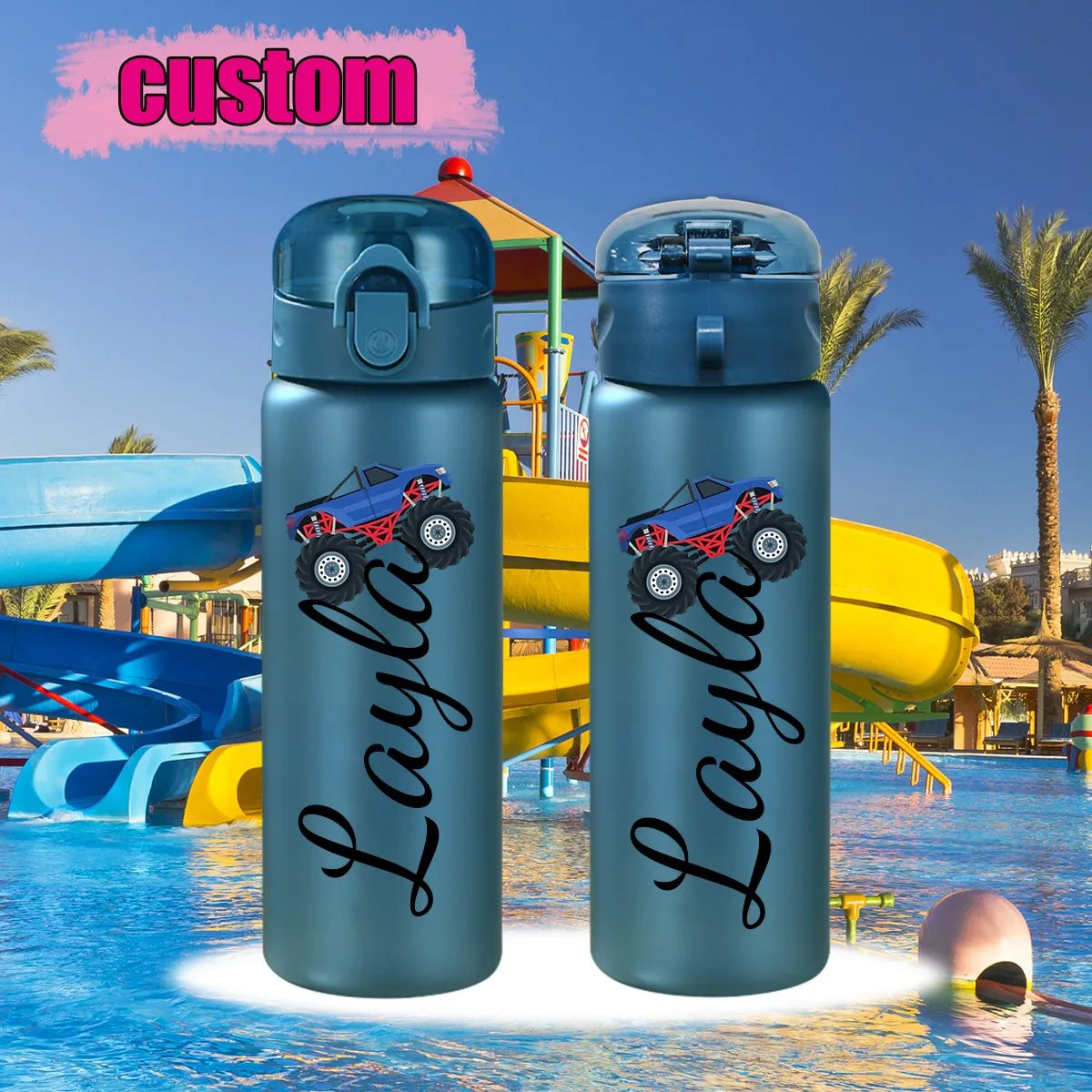 1pc Customized Cartoon Sports Water Bottle, 26oz Outdoor Travel Leakproof Plastic Water Bottle with Rope Back-to-School Gifts