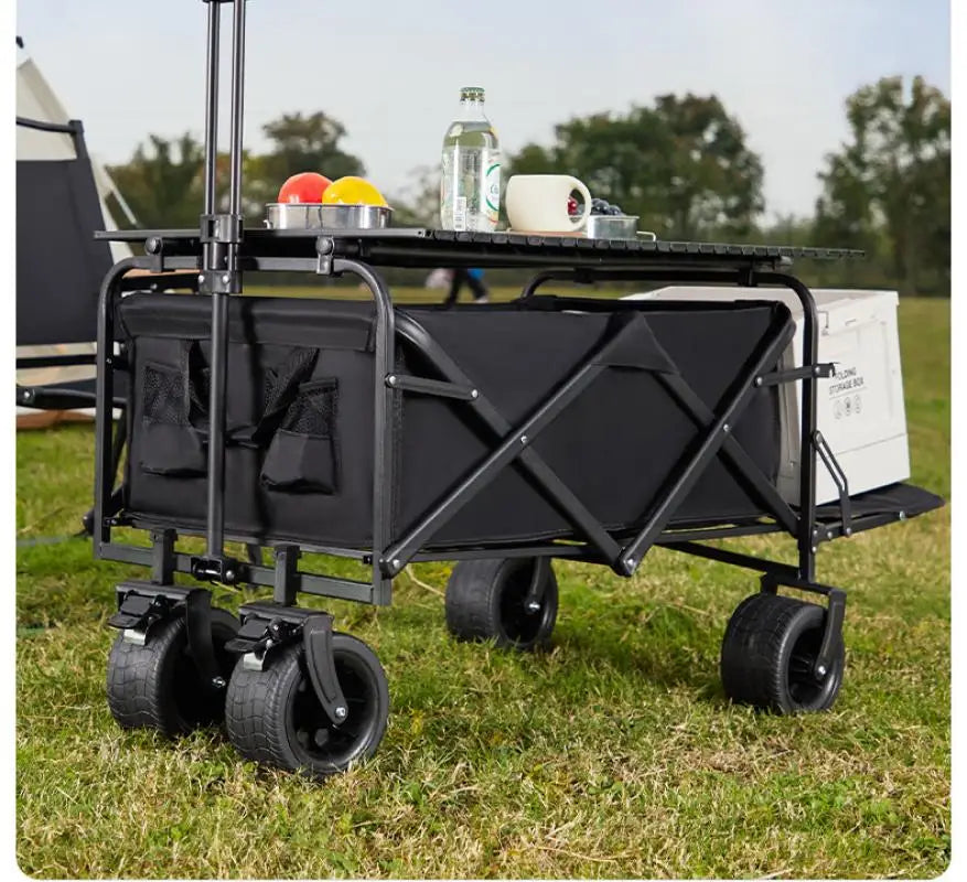 Foldable Large Capacity Bag Camping Cart Thicked Wheels Telescopic Handle Shopping Trolley Camping Trailer