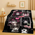 MINISO Kawaii Kuromi Cartoon Christmas Gift Flannel Blanket,Ultra Soft Plush Throw for Home Bedroom Bed Sofa Cover Office Kids