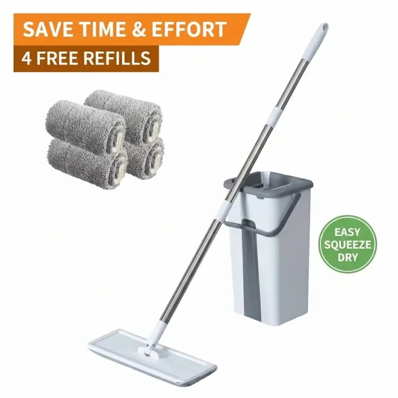 Hands-Free Spin Mop Set, 360° Swivel Head & Foot Wringer Bucket for Hard Floors, Telescopic Handle Home Cleaning cleaning швабра