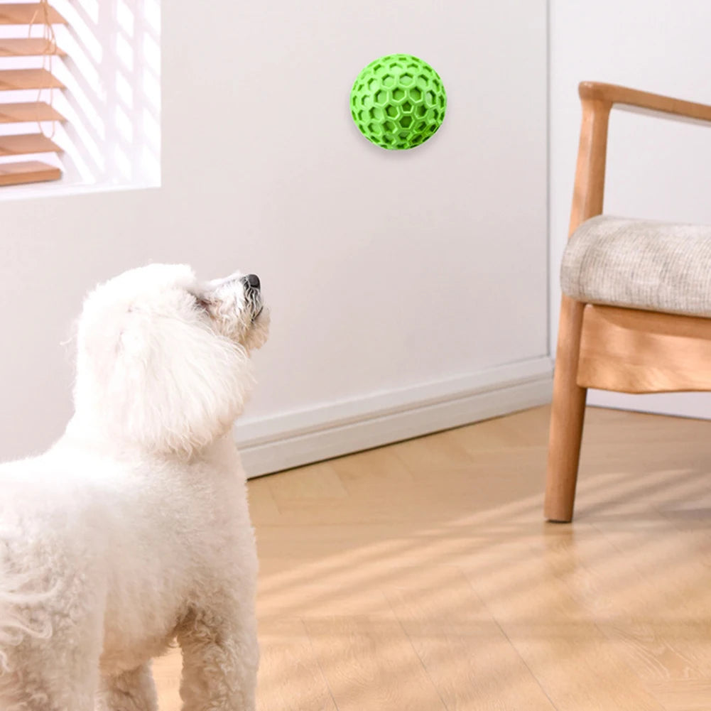 65mm New Dog Toys Bite Resistant Interactive Throwing Sound Honeycomb Balls Natural Rubber Teething Clean Teeth Pet Toys