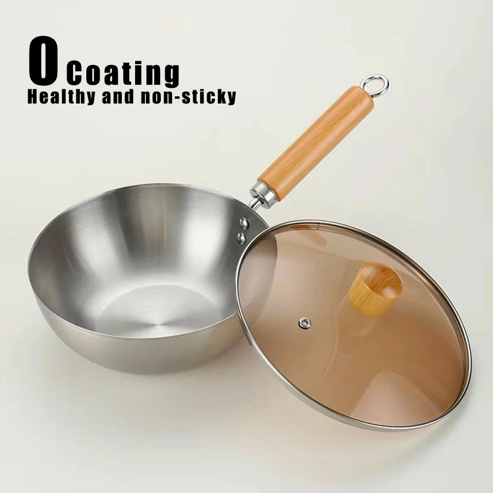 430 Stainless Steel Non-Stick pan Small Frying Wok Pan Home Kitchen Induction Cooker Gas Stove Special Uncoated Skillet Soup Pot