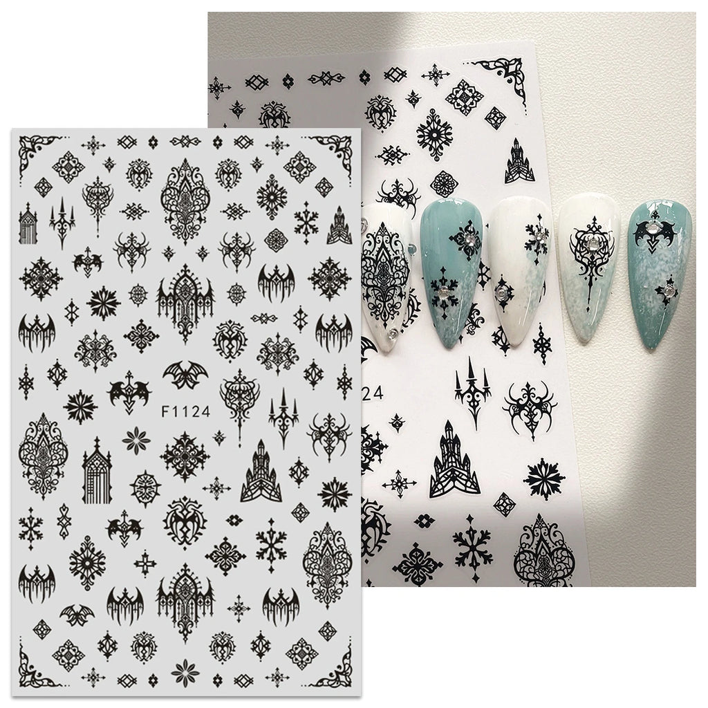 4pcs dark gothic style nail art stickers, easy to apply for nail decoration, DIY, gifts, party makeup styling