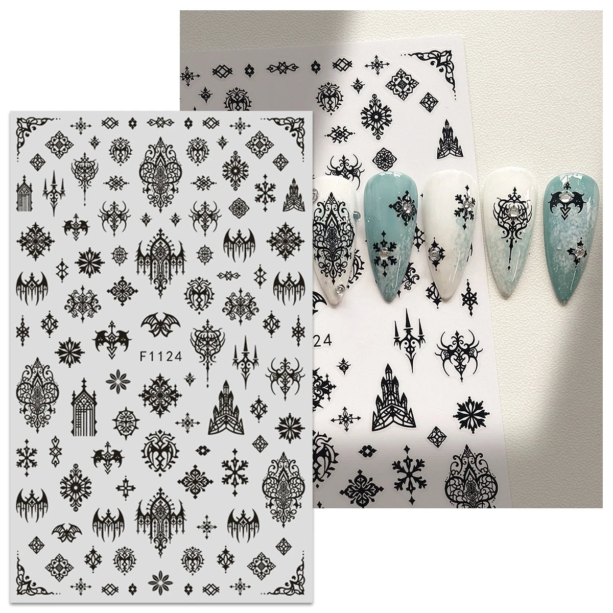 4pcs dark gothic style nail art stickers, easy to apply for nail decoration, DIY, gifts, party makeup styling