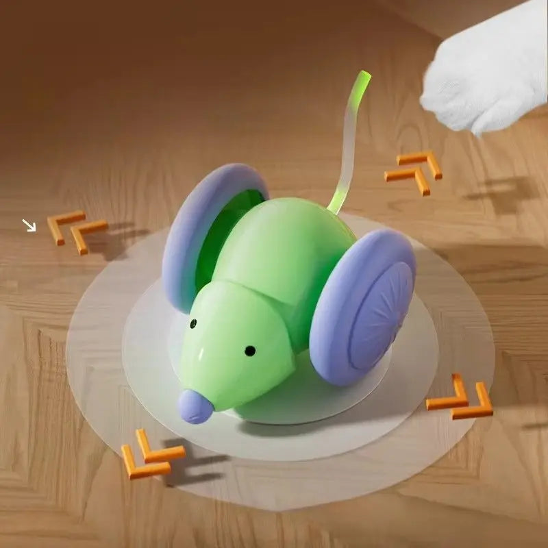Hot Electric Mouse Car Interactive Cat Toy Rechargeable Automatic Kitten Toy Intelligent Obstacle Avoidance Cat Toy
