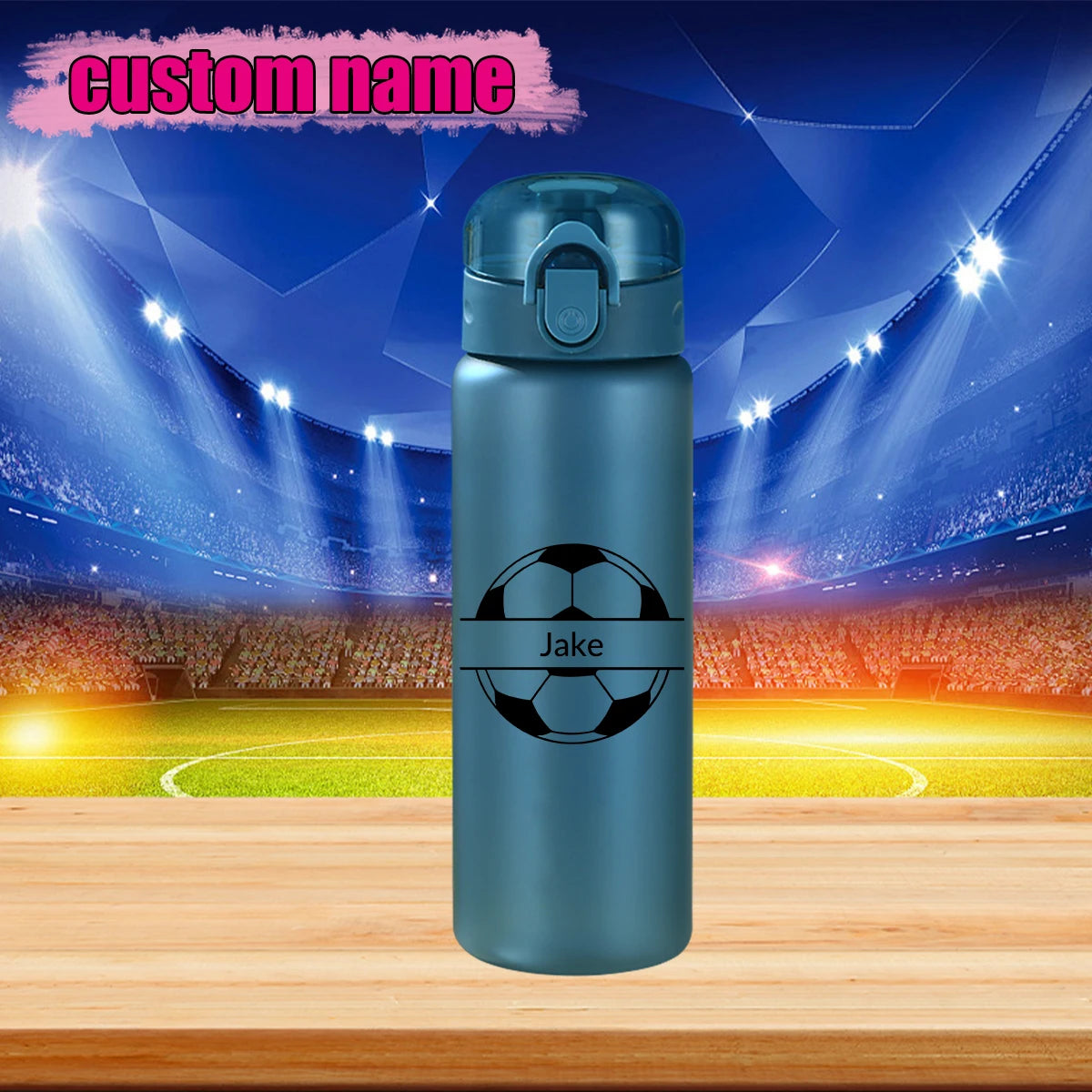 1pc Customized Sports Water Bottle, Photo&text, 780ml/26oz Outdoor Travel Leakproof Plastic Water Bottle with Rope