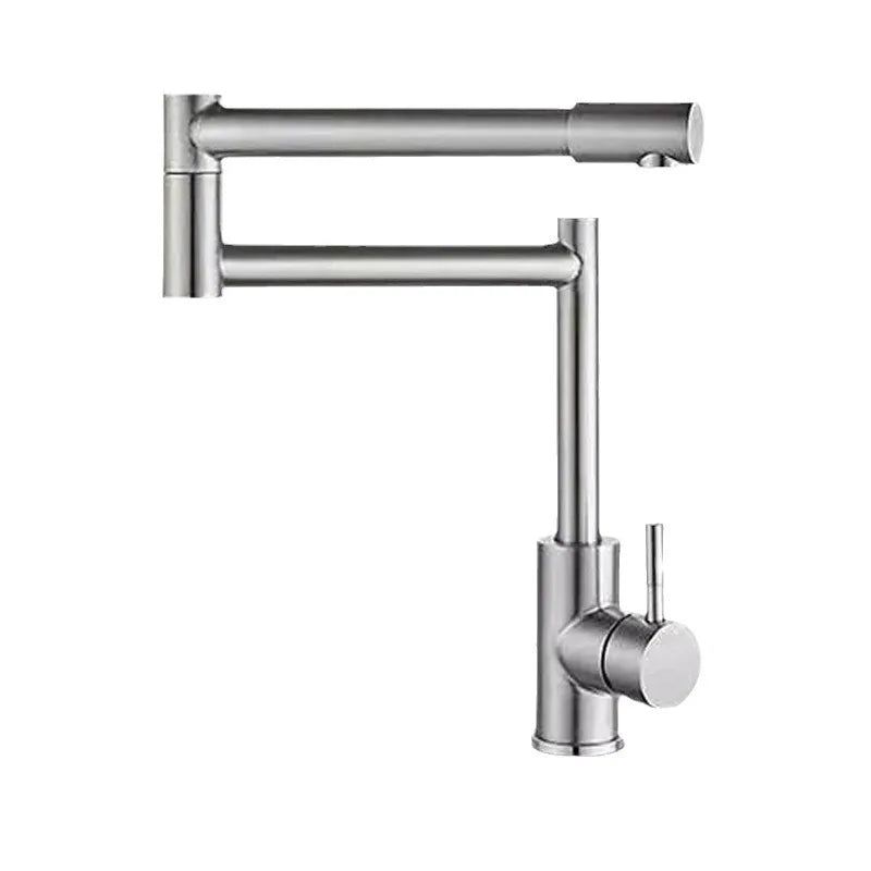 Faucet Black/Nickel Hot And Cold Mixed Universal Folding Kitchen Sink Tap 304 Stainless Steel Arm Swivel Extends Kitchen Sink