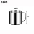 New 350-1250ml Mug Handle Design With Lid Water Cup 304 Stainless Steel Tea Cup Camping