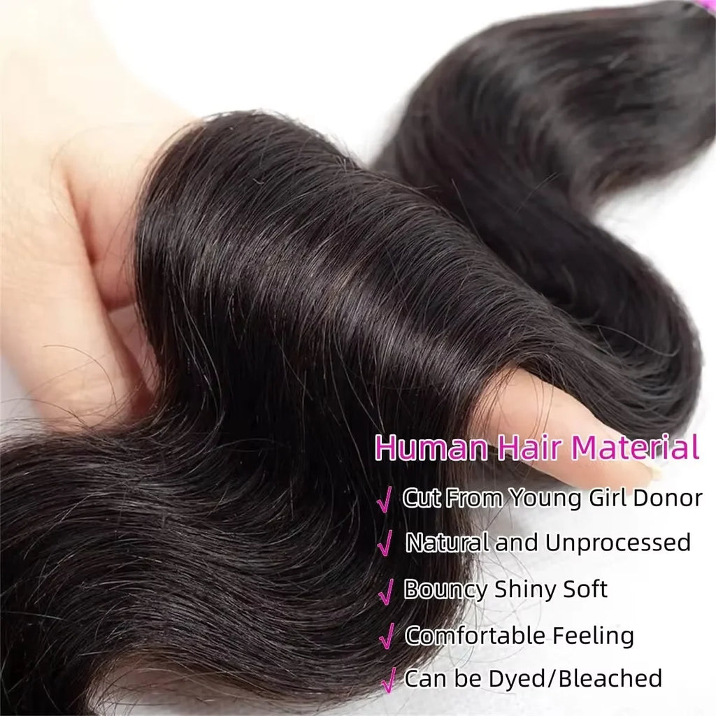 16A Body Wave Human Hair Bundles With 4x4 Closure Brazilian Virgin Weave Hair 100% Unprocessed Raw Hair 3 4 5 Bundles Extensions
