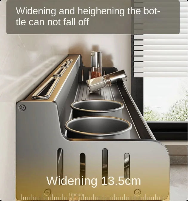 Kitchen storage rack, multi-functional, wall-mounted chopstick and knife rack without drilling, seasoning storage rack