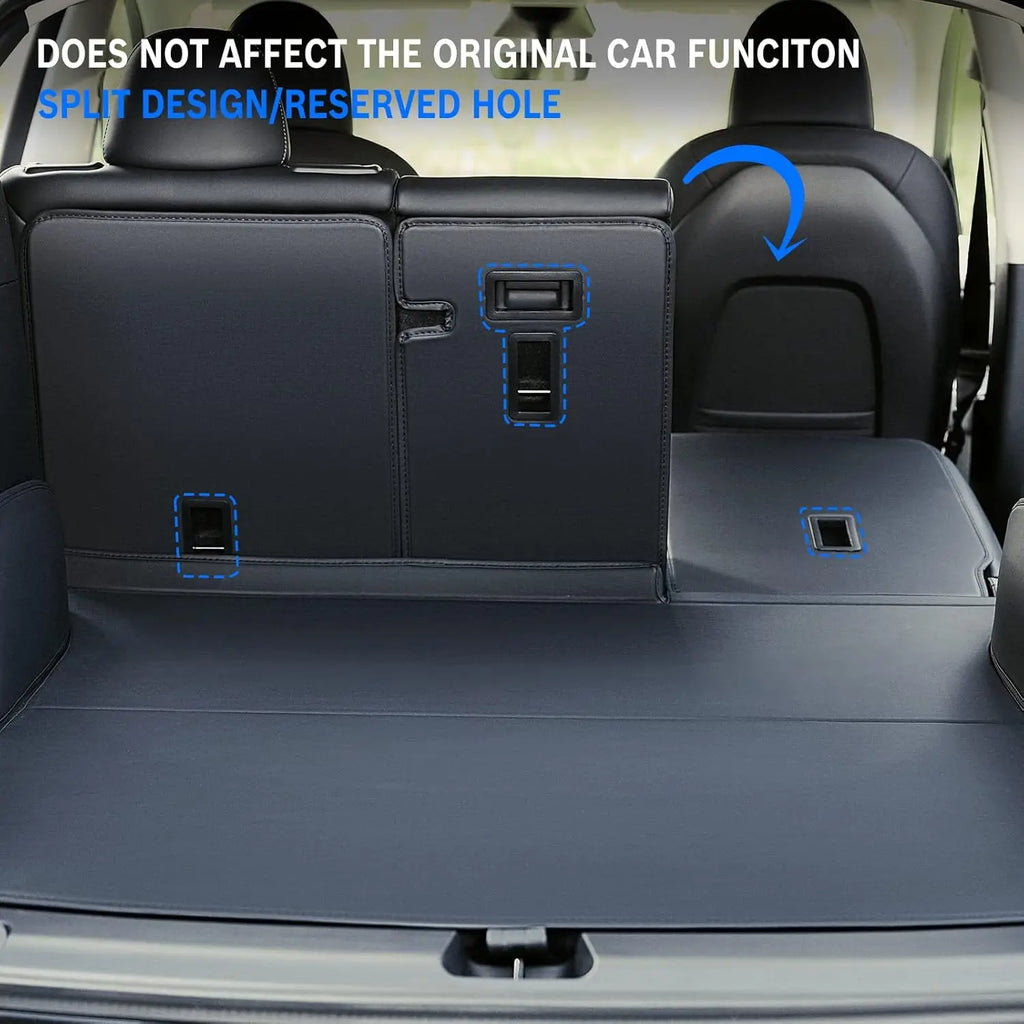 For Tesla Model Y Model 3 Highland Leather Trunk Mats Rear Seat Back Protector Pad Backrest All Weather Liner Pet Anti-kick Pad