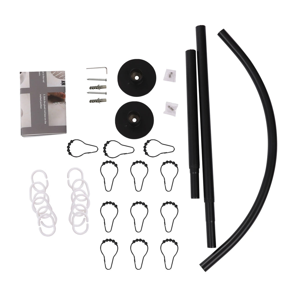 L Shape Shower Curtain Rail Corner No Drilling Stainless Steel Telescopic Rod Bathtub Bathroom Wardrobe Changing Room