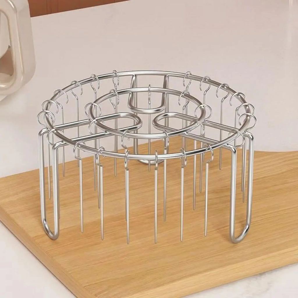 24 Skewer Air Fryer Grill Rack Heat-Resistant Oven Hanging Rack Stainless Steel BBQ Skewer Rack For Home Restaurant