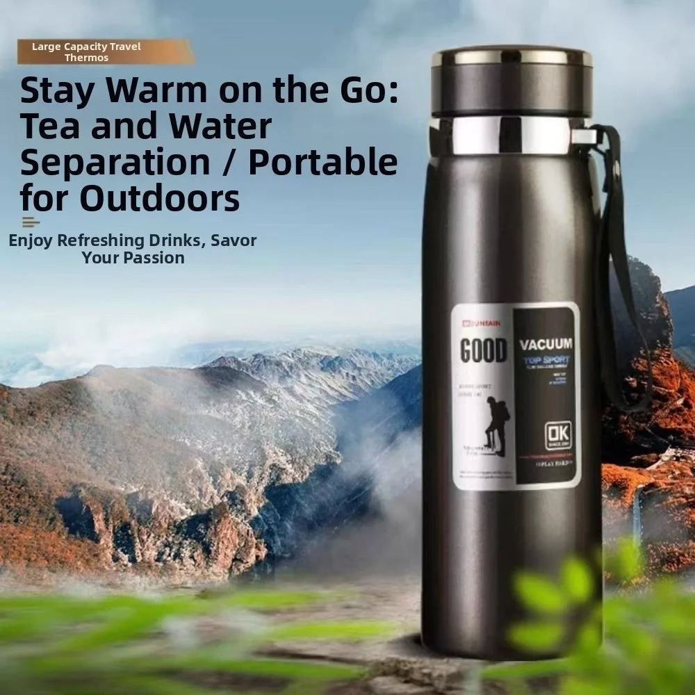 800/1000ml Sports Thermos Bottle Large Capacity Stainless Steel Insulated Water Bottle Heat-resistant Creative