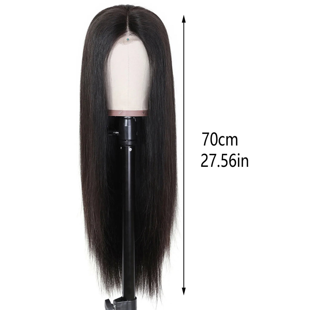 27 Inch Long Burgundy Synthetic Wigs Women'S Long Straight Hair Middle Split Bangs Long Straight Hair Chemical Fiber Headgear