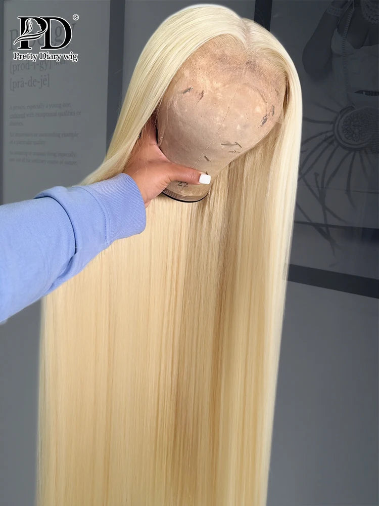 Pretty Diary 613 13x6 HD Lace Frontal Wig Brazilian Colored Honey Blonde Bone Straight Lace Front Human Hair Wigs High Density