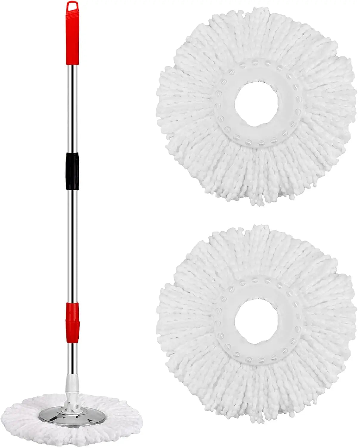 Mop and Bucket with Wringer Set 360° 3psc Microfiber Spin Mop with Bucket and Dual Mop Heads Self Wringing Spinning Mop