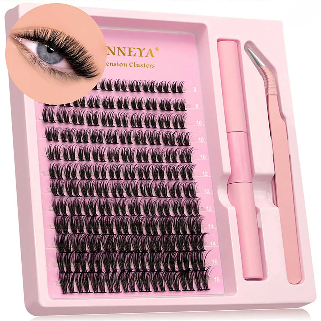 Lash Clusters Kit, Lash Clusters Natural Eyelash Clusters, 8-16mm D Curvature Cluster Lashes, Fairy Eyelash Clusters Wispy Lash